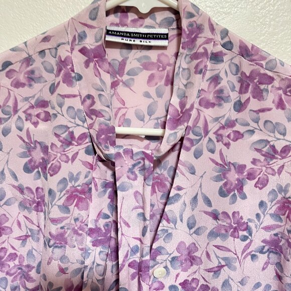 AMANDA SMITH Pure Silk LADIES FLORAL/SLEEVELESS Size PS Tops/PREOWNED - Picture 3 of 8